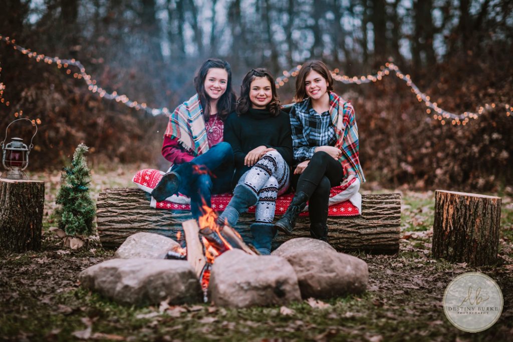 Family Campfire Smores Photography at Cobblestone Wedding Barn Scottsville, NY