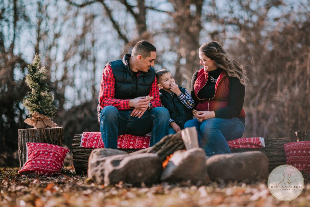 Family Campfire Smores Photography at Cobblestone Wedding Barn Scottsville, NY