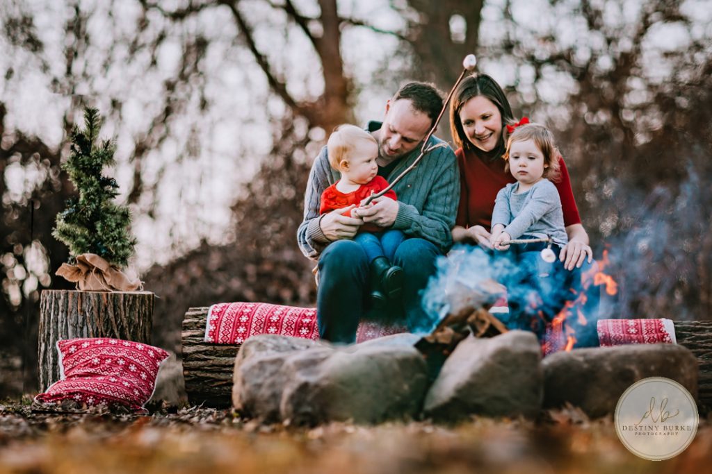 Family Campfire Smores Photography at Cobblestone Wedding Barn Scottsville, NY