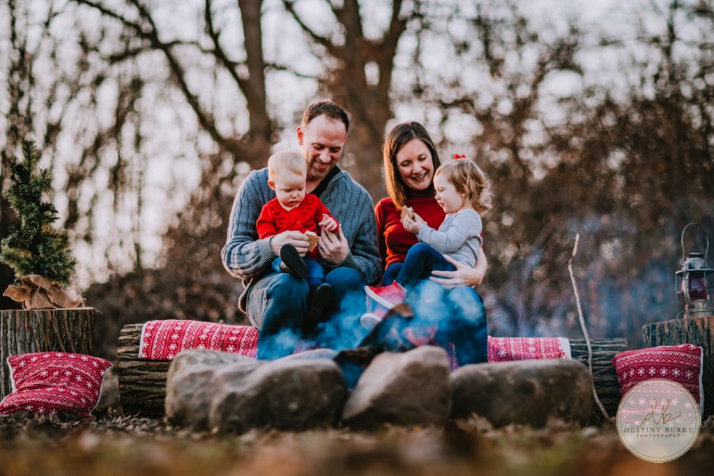 Family Campfire Smores Photography at Cobblestone Wedding Barn Scottsville, NY