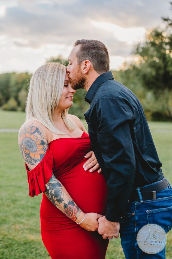 Pregnancy, maternity, red dress, couples, maternity gown, Black Creek Park, North Chili, NY, upstate, photography, photographer