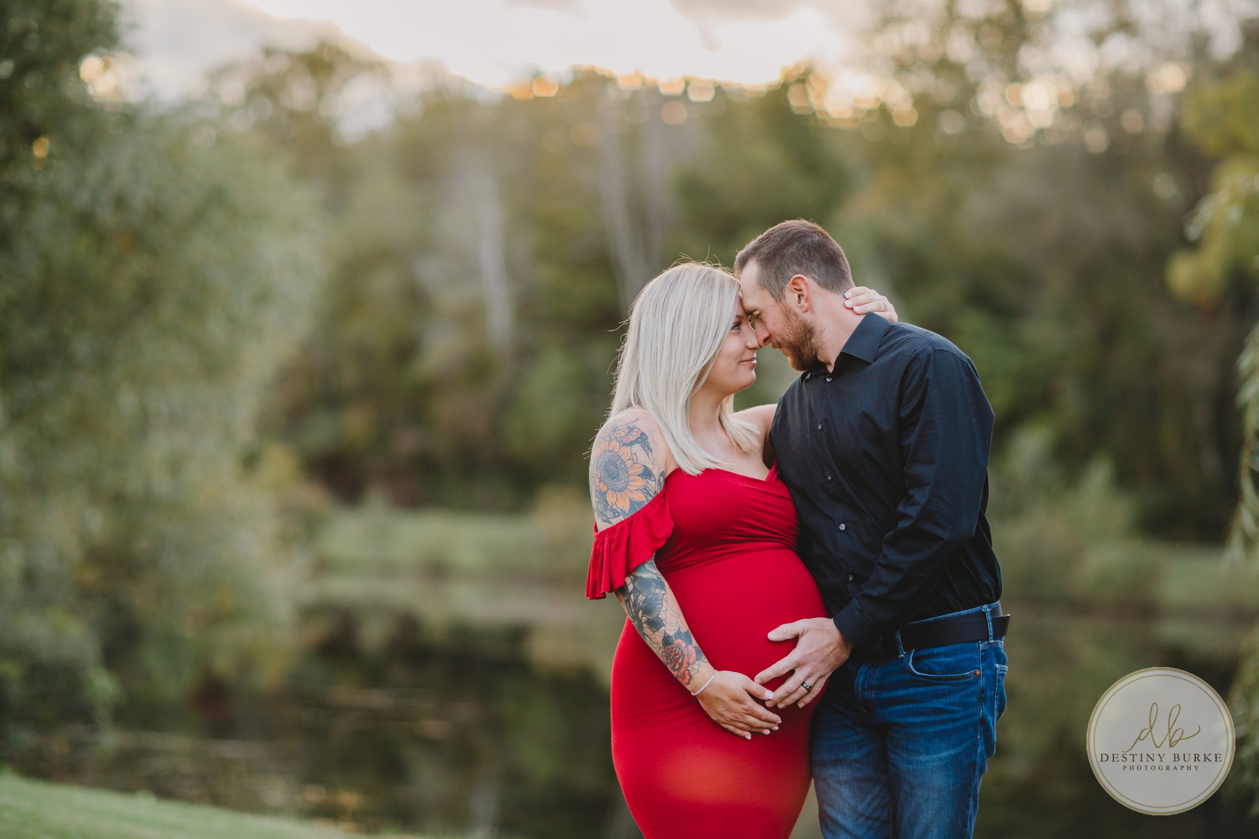 Pregnancy, maternity, red dress, couples, maternity gown, Black Creek Park, North Chili, NY, upstate, photography, photographer