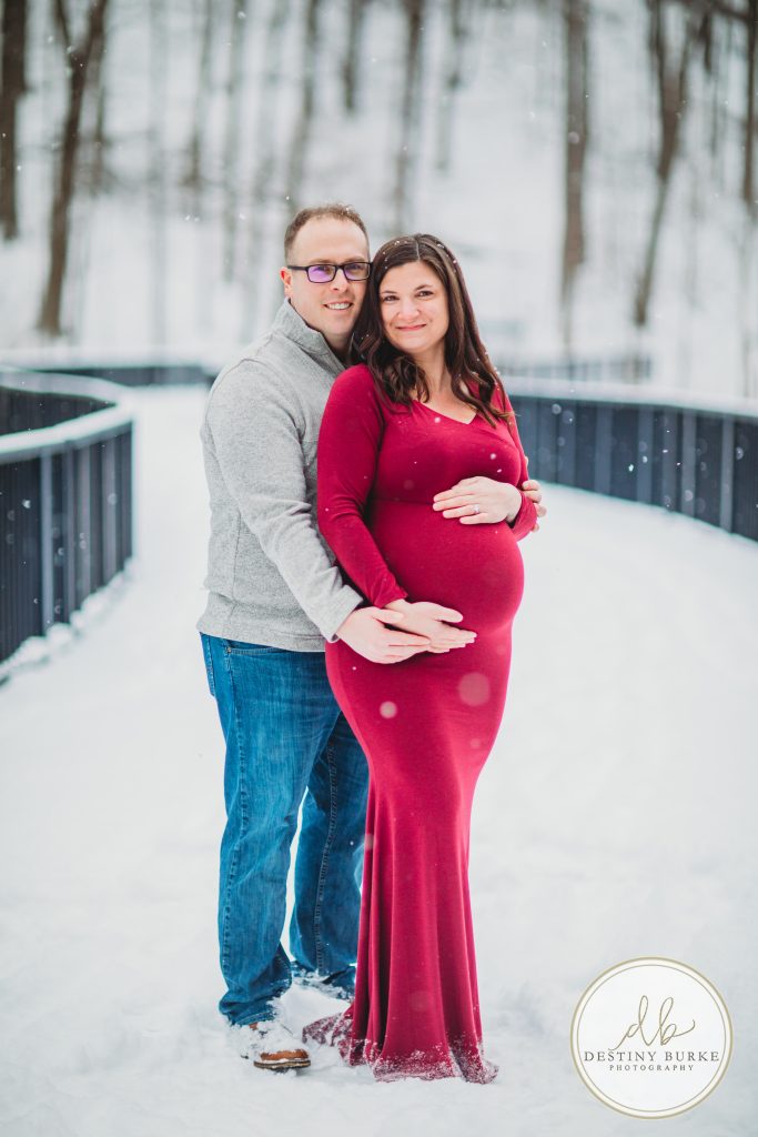 Durand Eastman Park, Rochester, NY, Maternity, Session, Photography, photographer, Snow, Lake Ontario, winter, snowfall, gown, dress, posing, poses