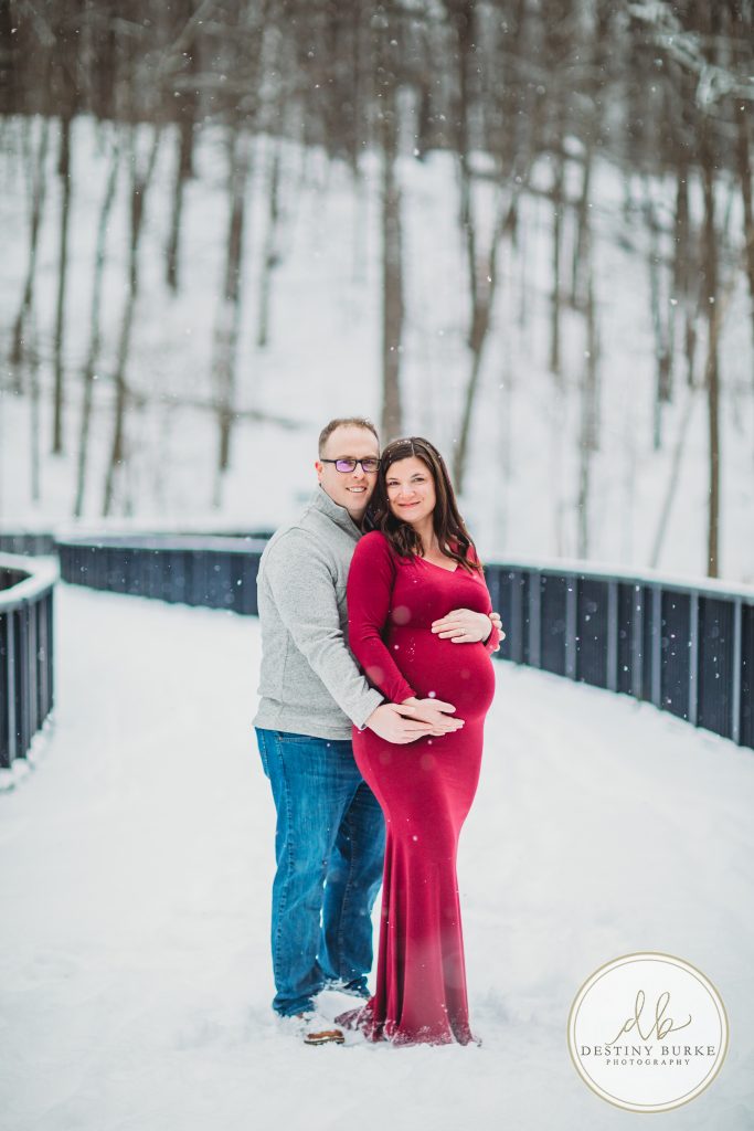 Durand Eastman Park, Rochester, NY, Maternity, Session, Photography, photographer, Snow, Lake Ontario, winter, snowfall, gown, dress, posing, poses
