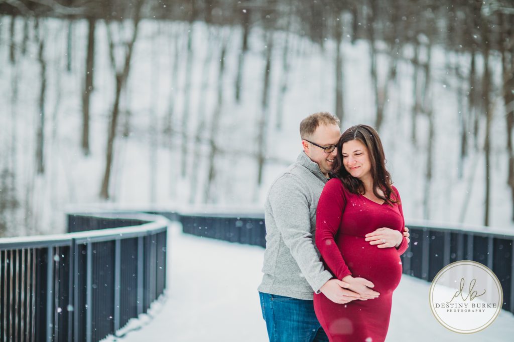 Durand Eastman Park, Rochester, NY, Maternity, Session, Photography, photographer, Snow, Lake Ontario, winter, snowfall, gown, dress, posing, poses