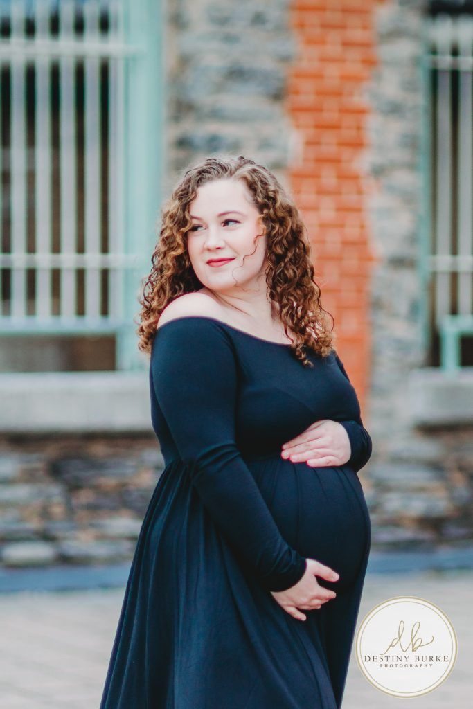 High Falls, NY, Rochester, Photography, photographer, maternity, couple, gown, dress, posing, poses, downtown,