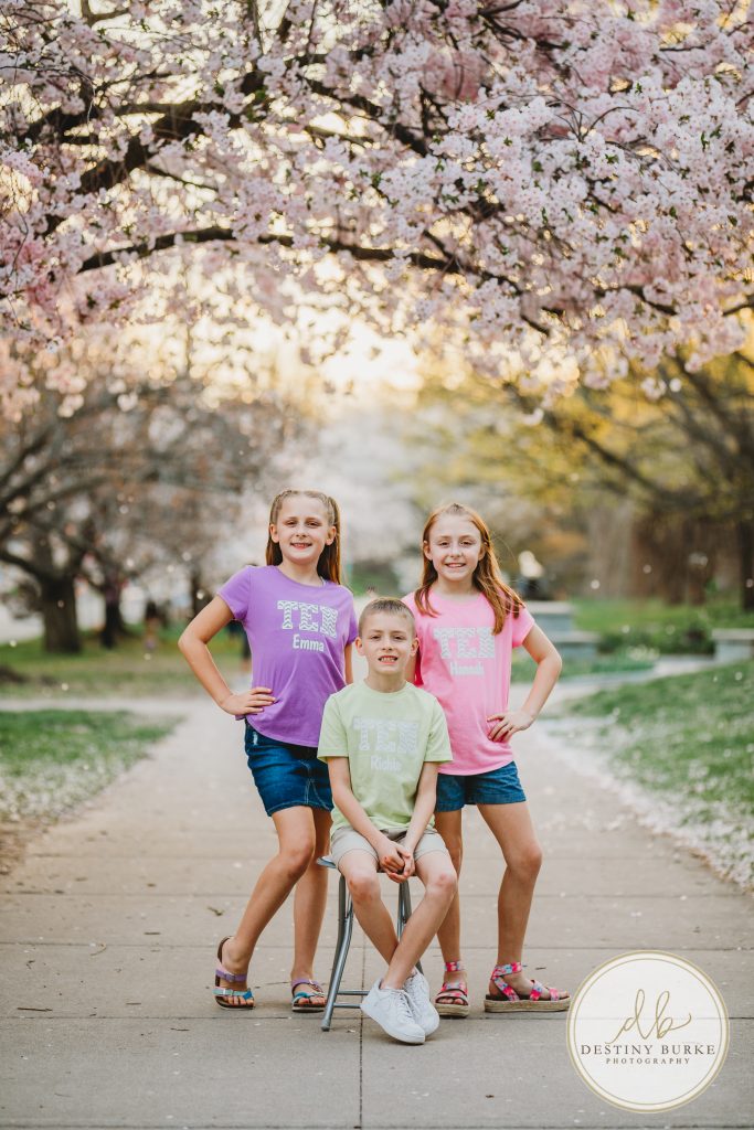 Family, posing, cherry blossom, mini, session, Destiny Burke Photography, photography, photographer, Highland Park, Rochester, NY, New York