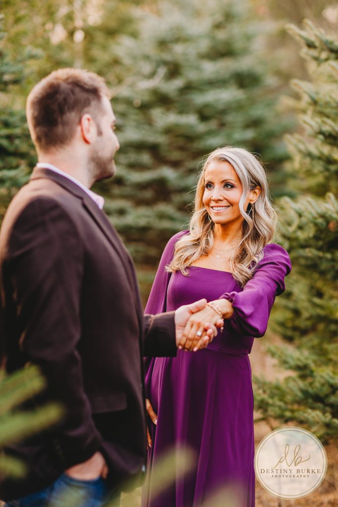 Husband and Wife Couples Anniversary Photography Session at tree farm near Rochester, NY, in LeRoy at McPherson Orchards tree farm.