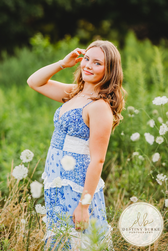 Natural Light Senior Photo of Sienna Laughing During Sunset Senior Portrait Session in Upstate New York, Rochester, Pittsford.