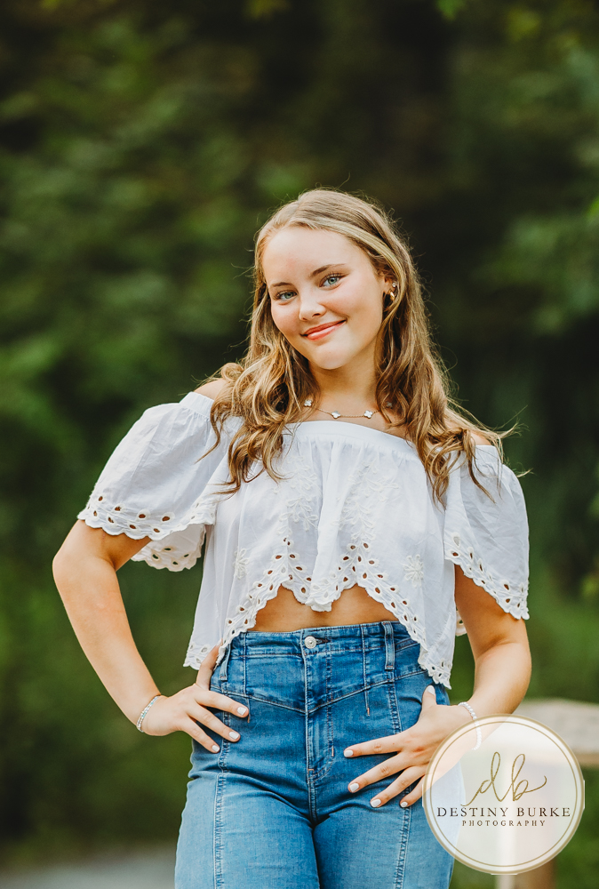 Natural Light Senior Photo of Sienna Laughing During Sunset Senior Portrait Session in Upstate New York, Rochester, Pittsford.